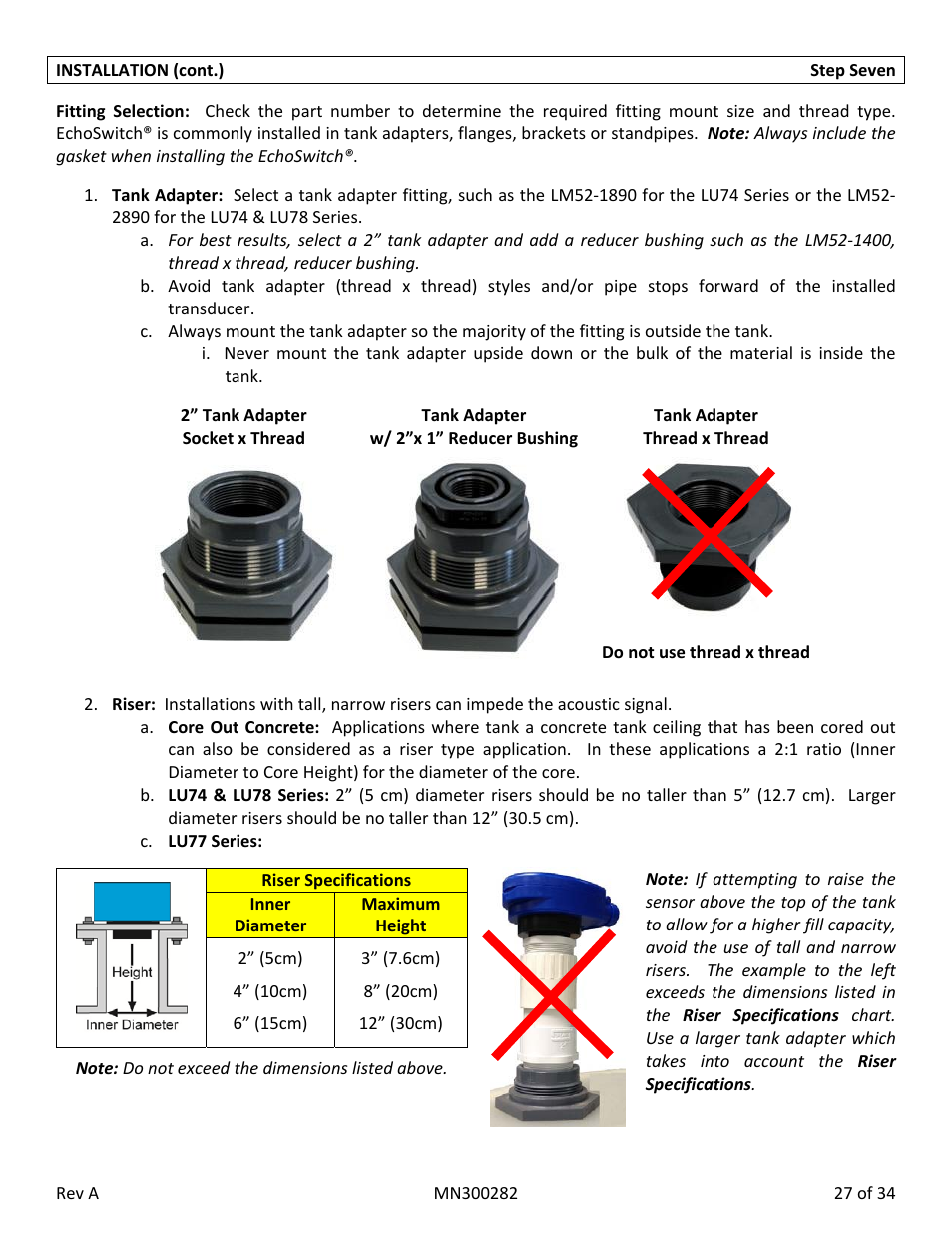 Flowline LU78 EchoSwitch User Manual | Page 27 / 34