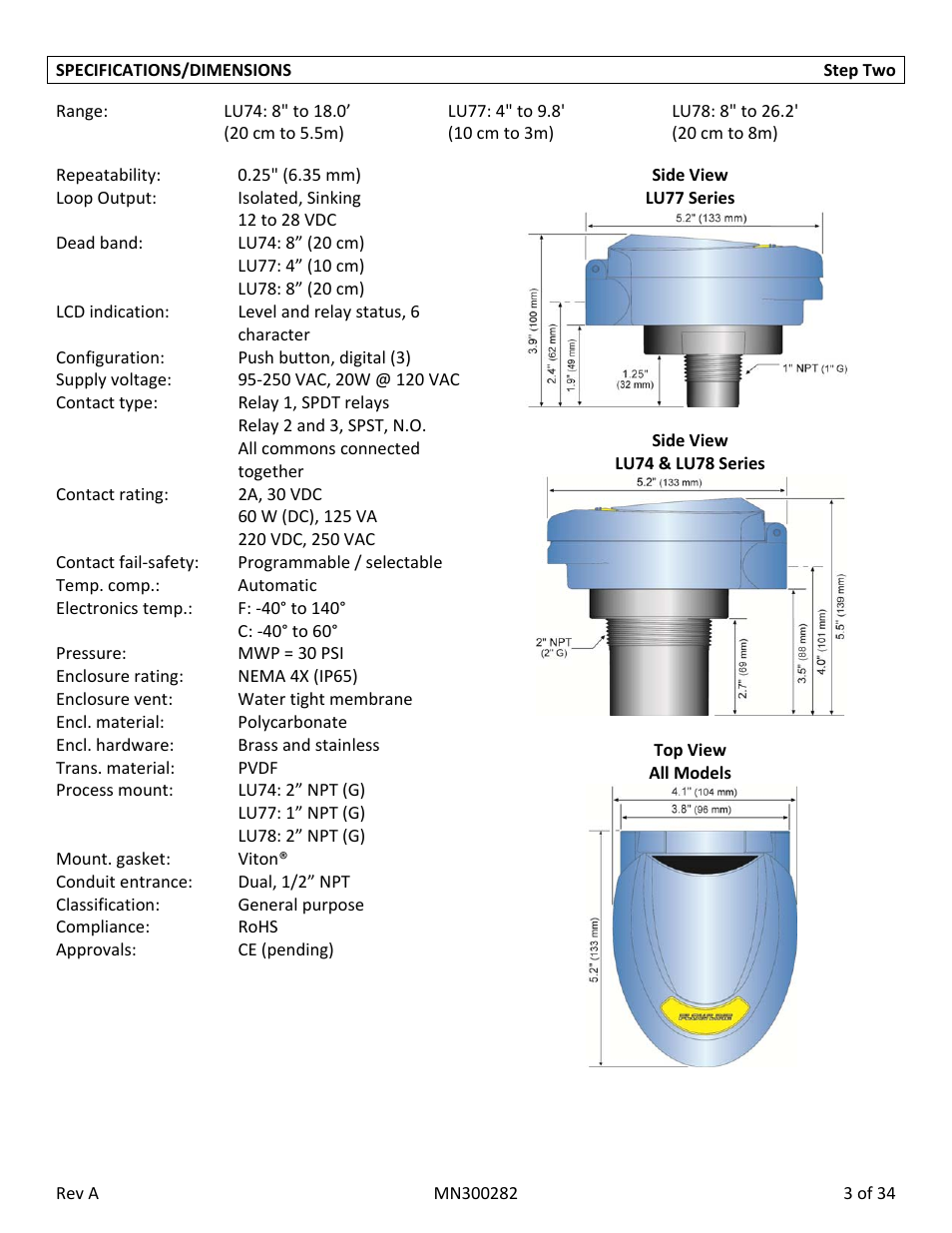 Flowline LU78 EchoSwitch User Manual | Page 3 / 34