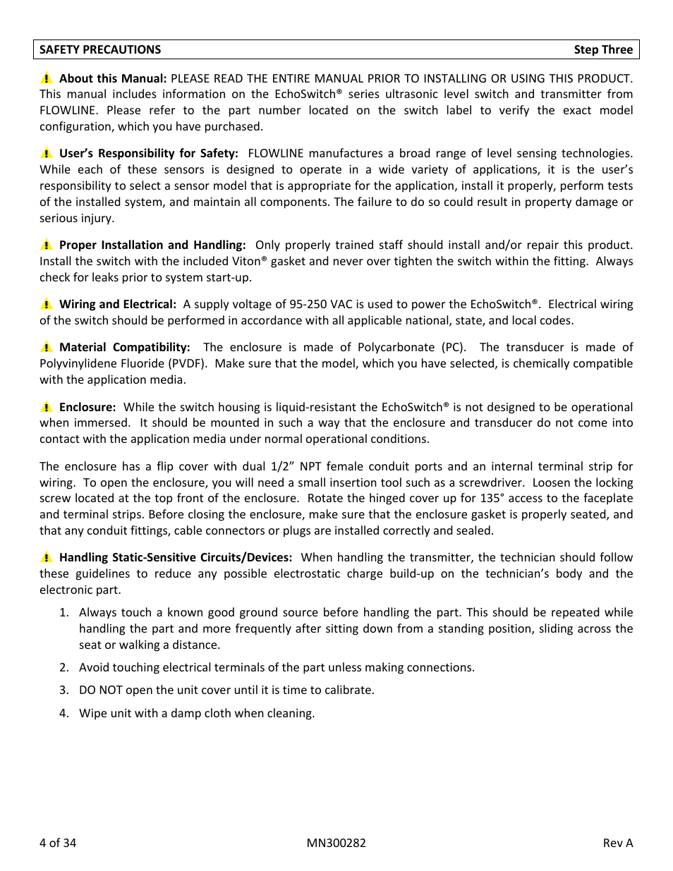 Flowline LU78 EchoSwitch User Manual | Page 4 / 34