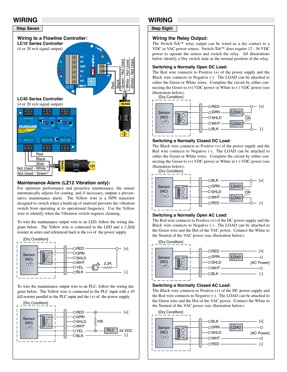 Wiring | Flowline LH29 Switch-Tek User Manual | Page 6 / 8