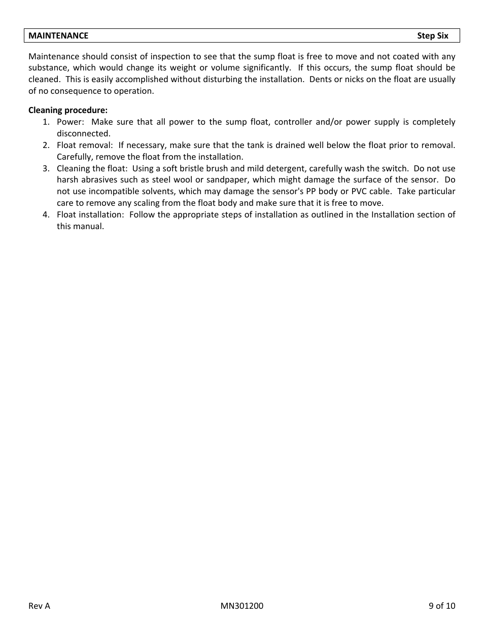 Flowline LV42 Switch-Tek User Manual | Page 9 / 10