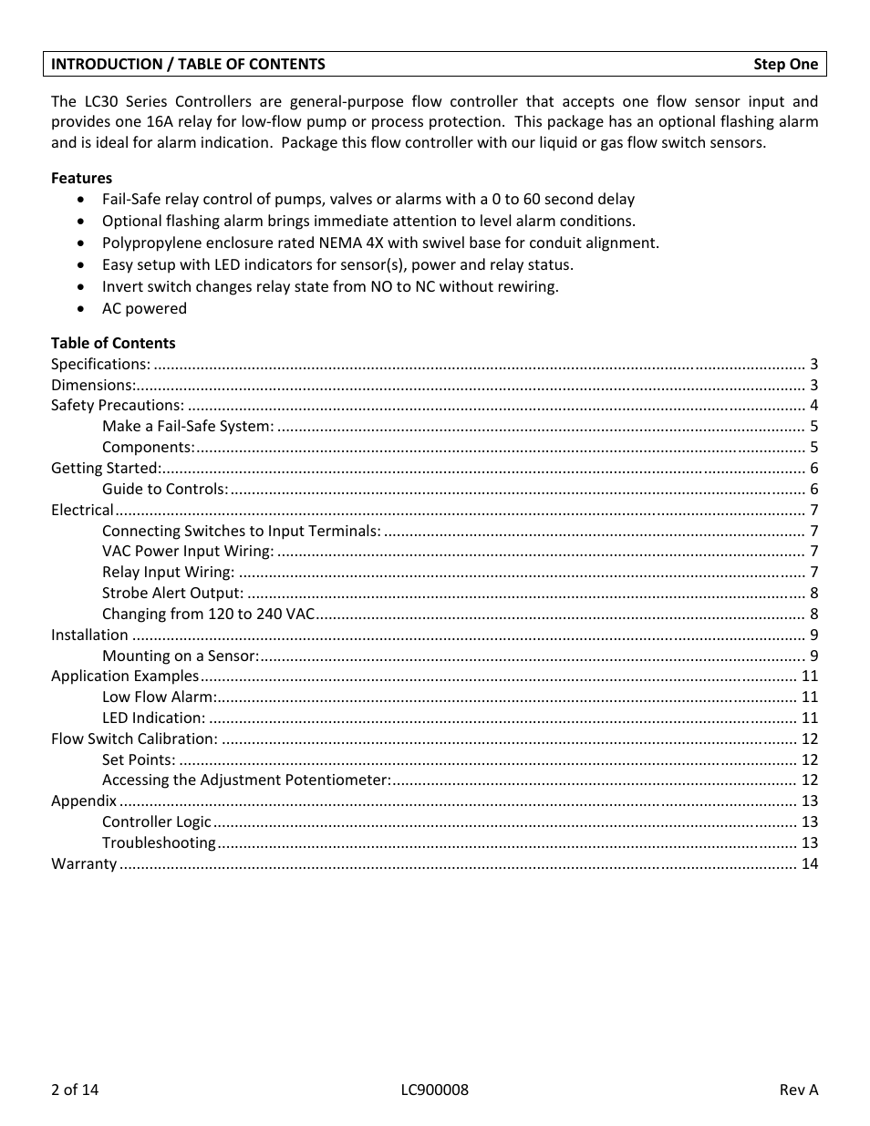 Flowline LC30 Thermo-Flo User Manual | Page 2 / 14