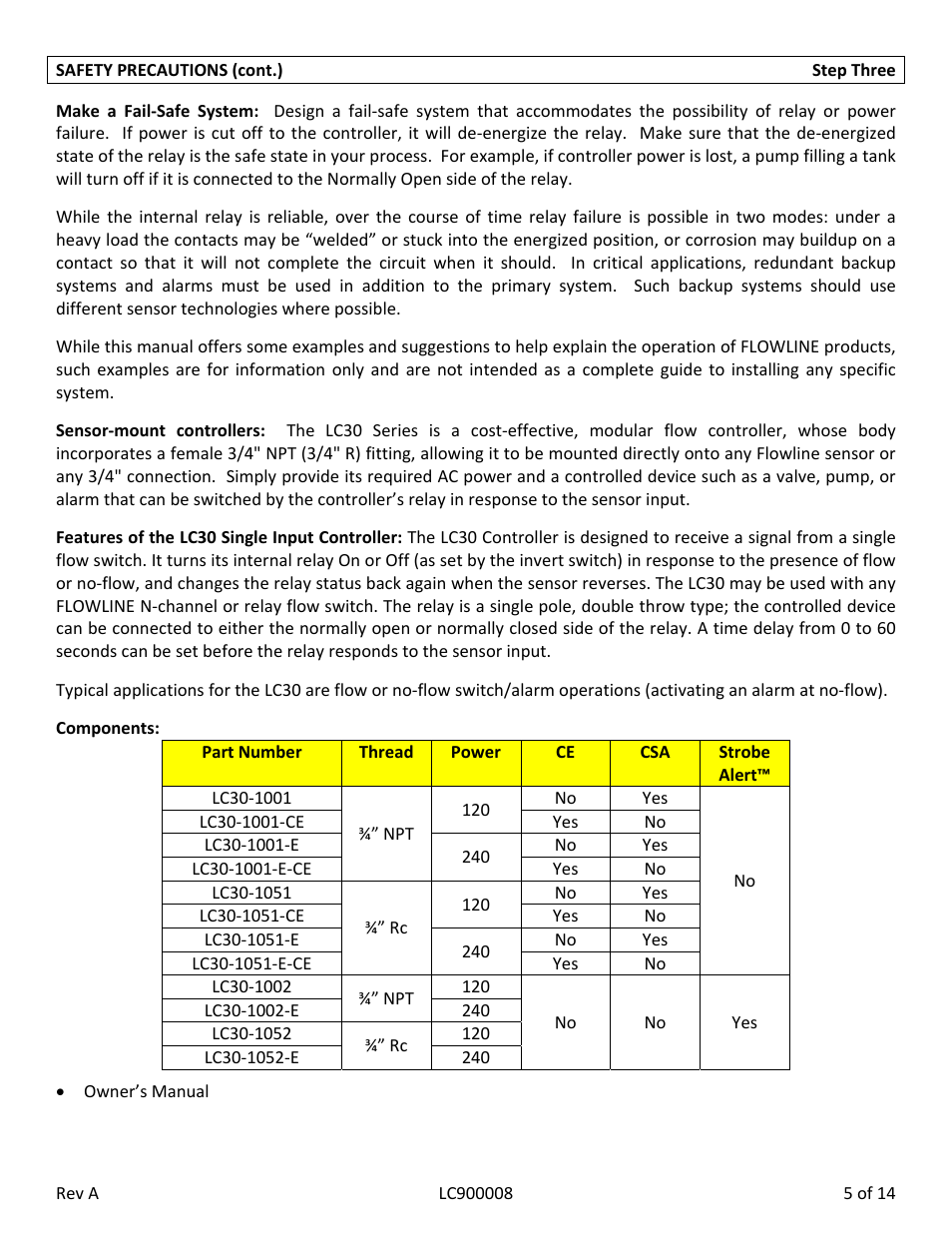 Flowline LC30 Thermo-Flo User Manual | Page 5 / 14