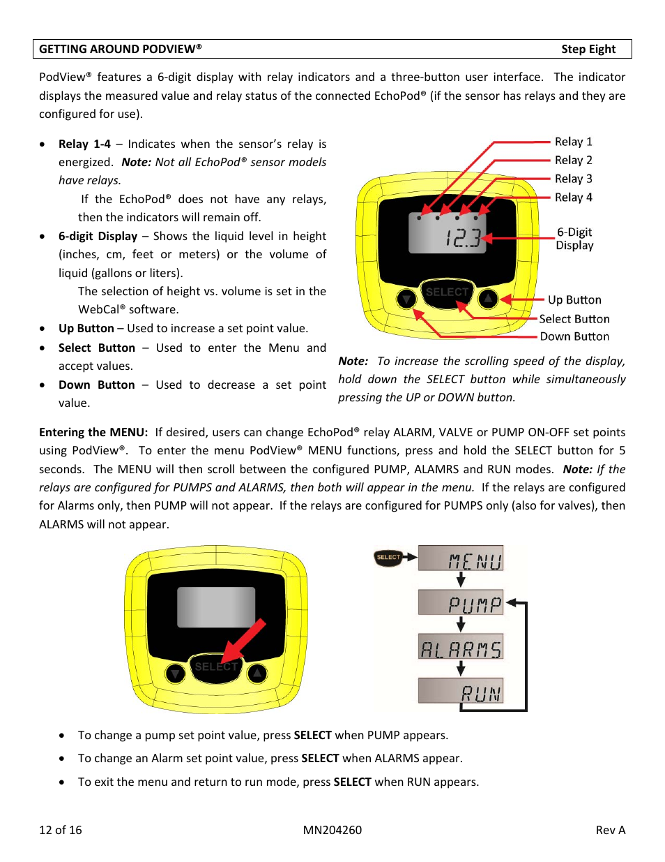 Flowline LI40-1001 PodView User Manual | Page 12 / 16