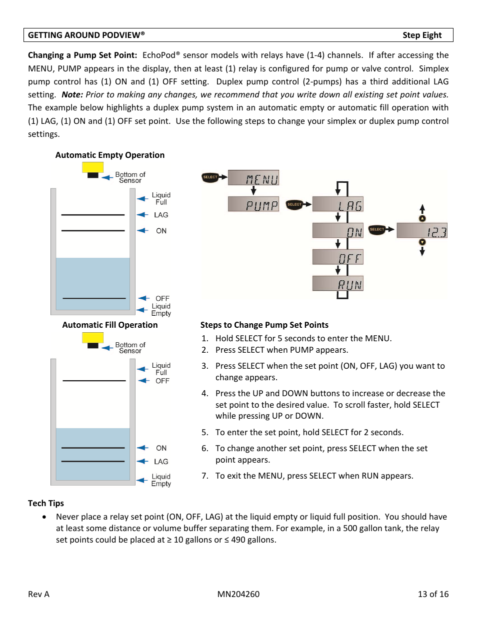 Flowline LI40-1001 PodView User Manual | Page 13 / 16