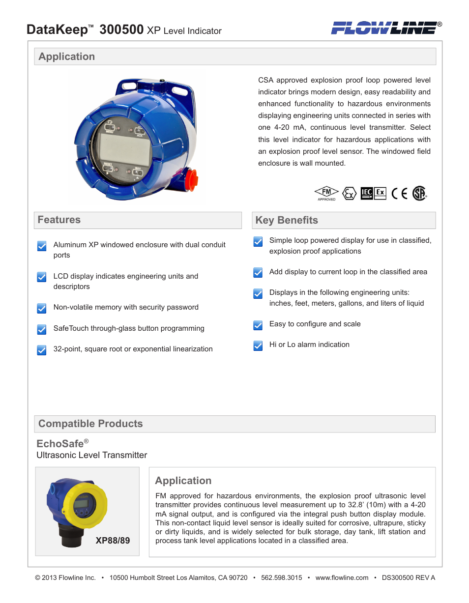 Flowline 300500 DataKeep User Manual | 2 pages