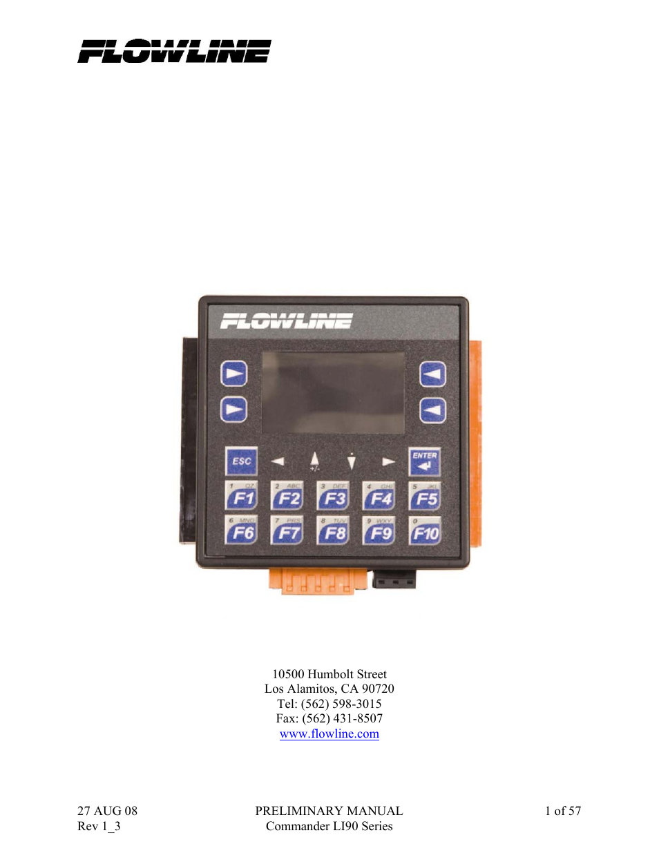 Flowline LI90 Commander User Manual | 57 pages