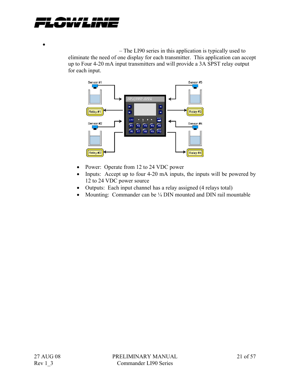 Flowline LI90 Commander User Manual | Page 21 / 57