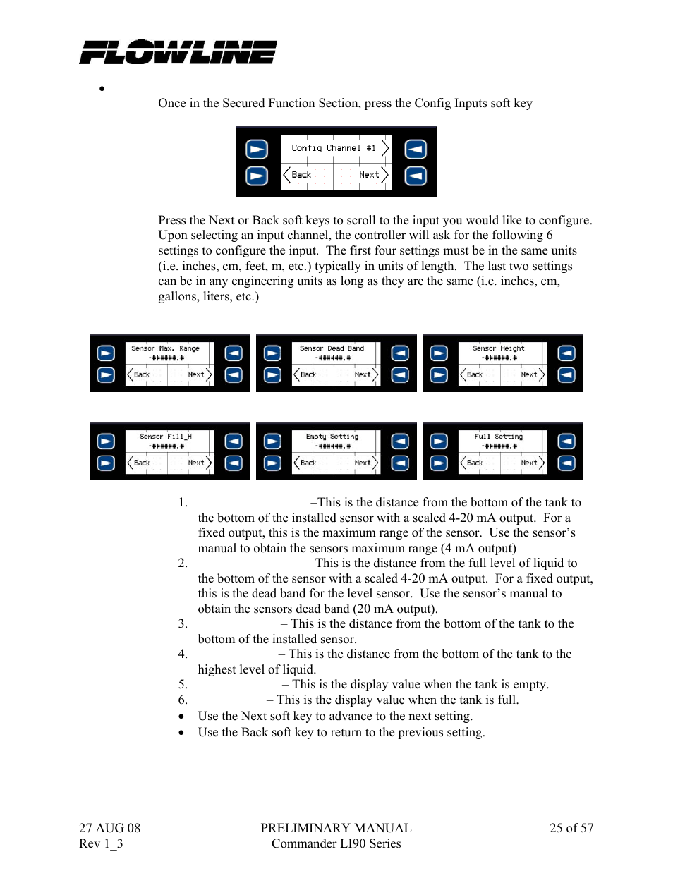 Flowline LI90 Commander User Manual | Page 25 / 57