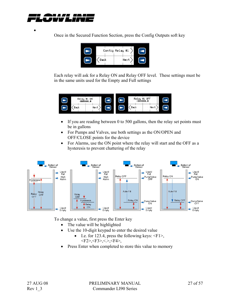 Flowline LI90 Commander User Manual | Page 27 / 57