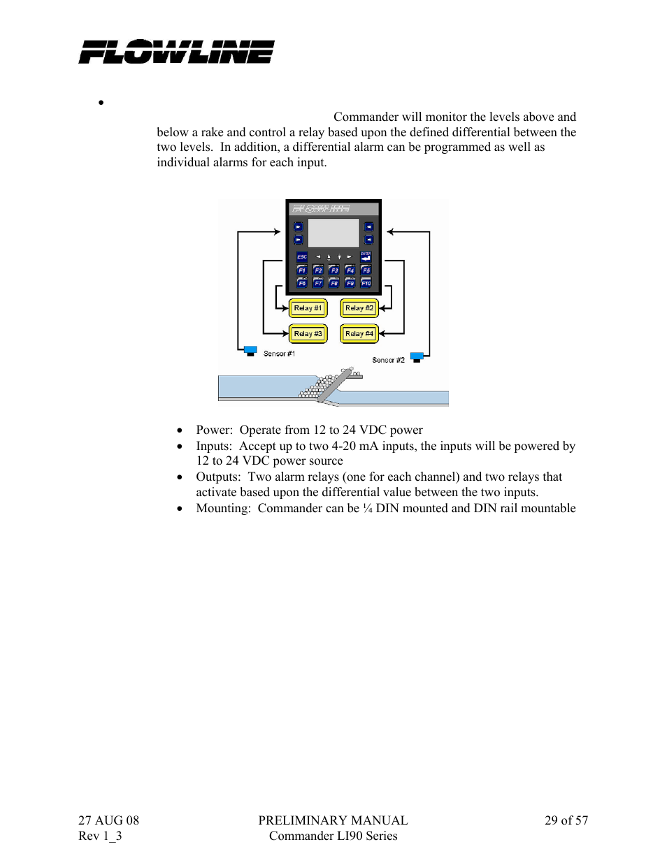 Flowline LI90 Commander User Manual | Page 29 / 57