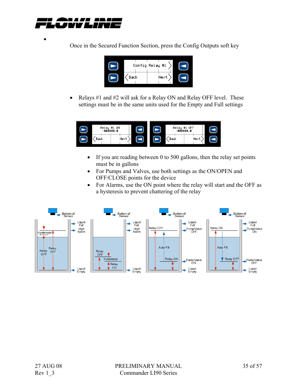 Flowline LI90 Commander User Manual | Page 35 / 57