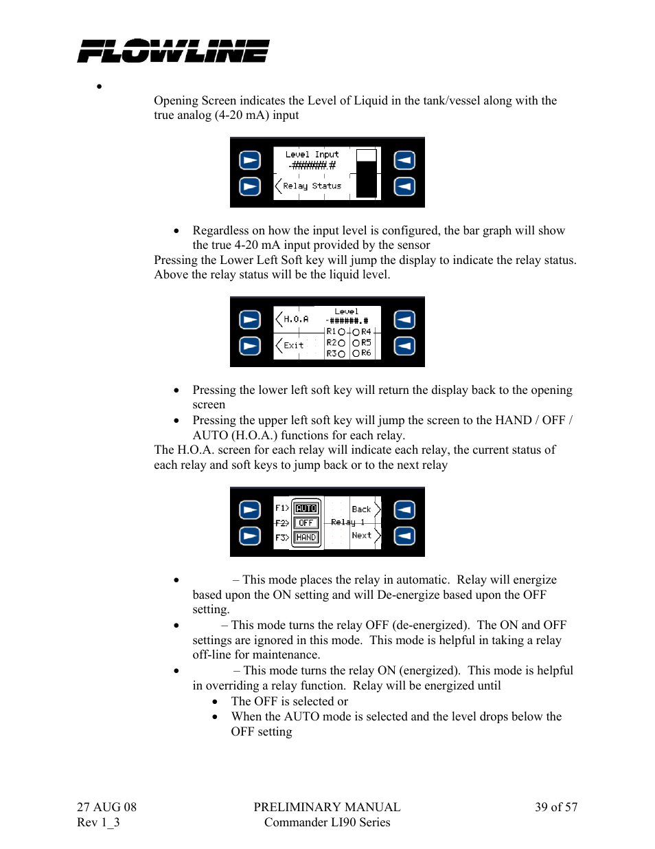 Flowline LI90 Commander User Manual | Page 39 / 57