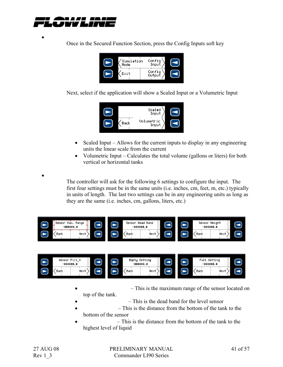 Flowline LI90 Commander User Manual | Page 41 / 57