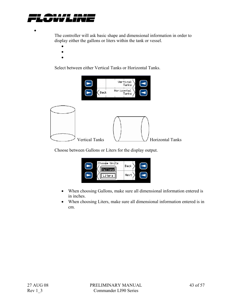 Flowline LI90 Commander User Manual | Page 43 / 57