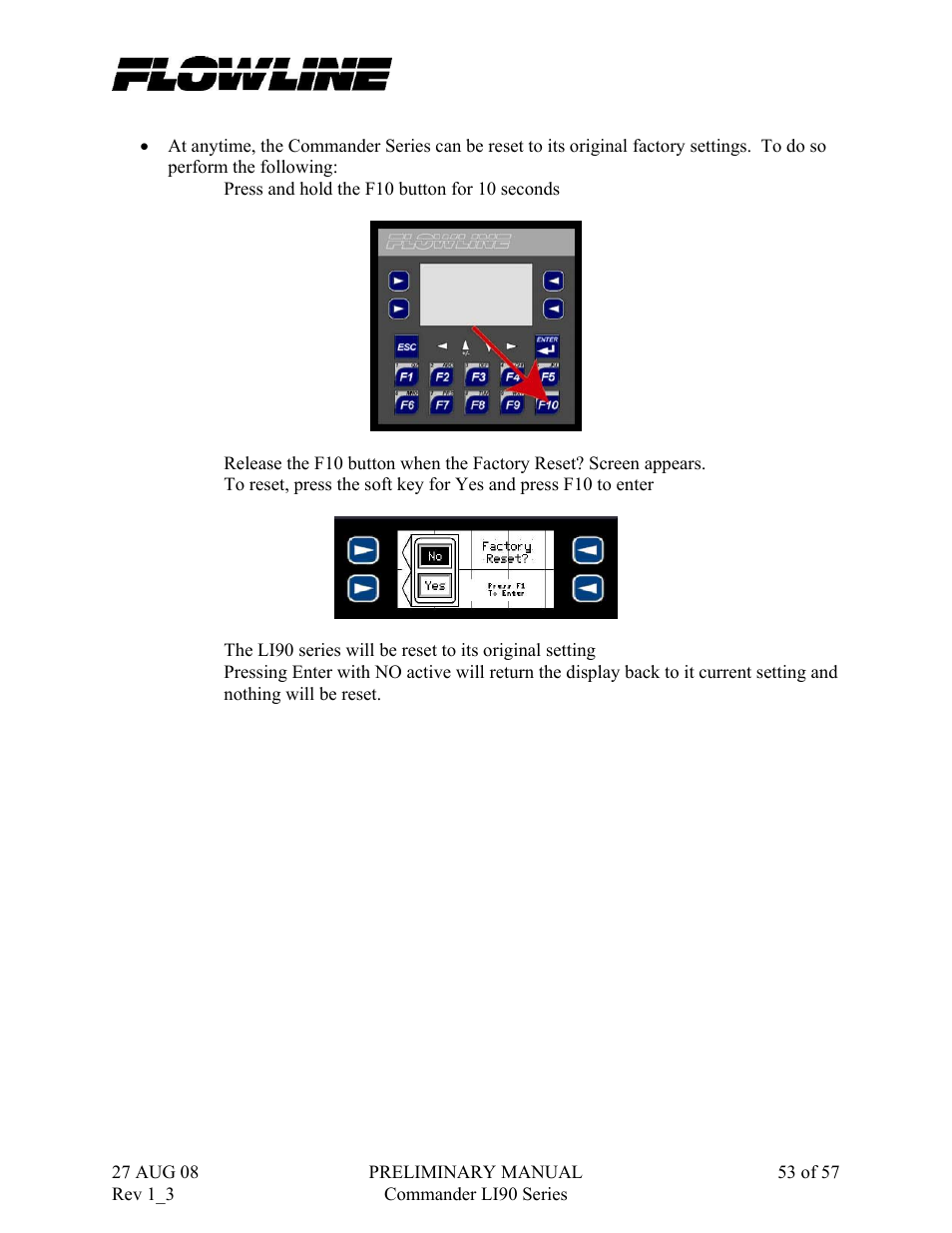 Flowline LI90 Commander User Manual | Page 53 / 57