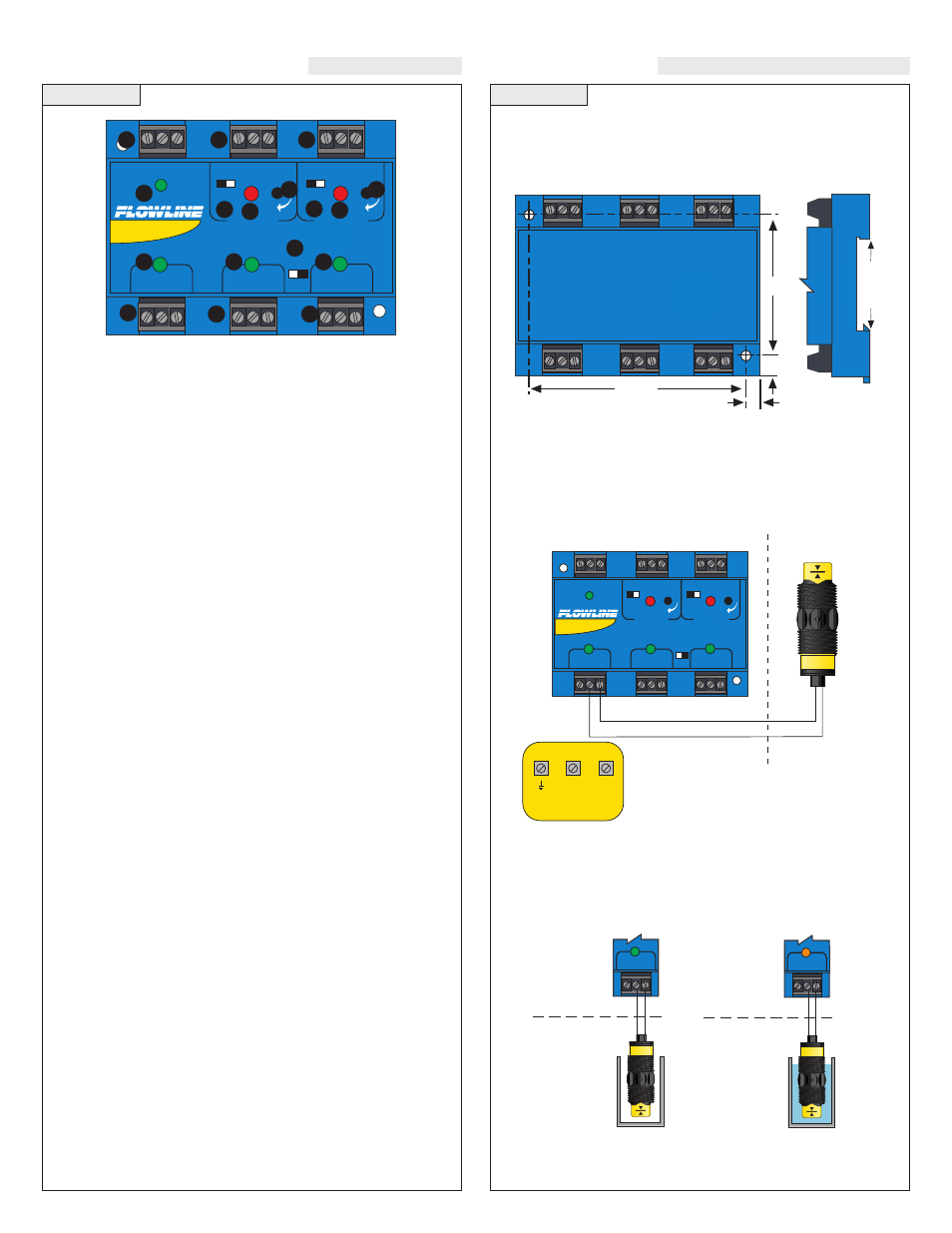 Guide to controls installation, Panel din rail mounting, Connecting switches to input terminals | Led indication | Flowline LC90 Remote Controller User Manual | Page 4 / 6