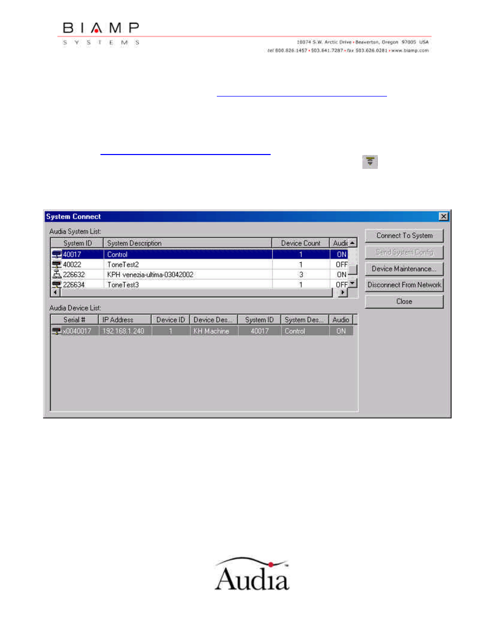 Biamp Audia Firmware Upgrade Procedure User Manual | 1 page