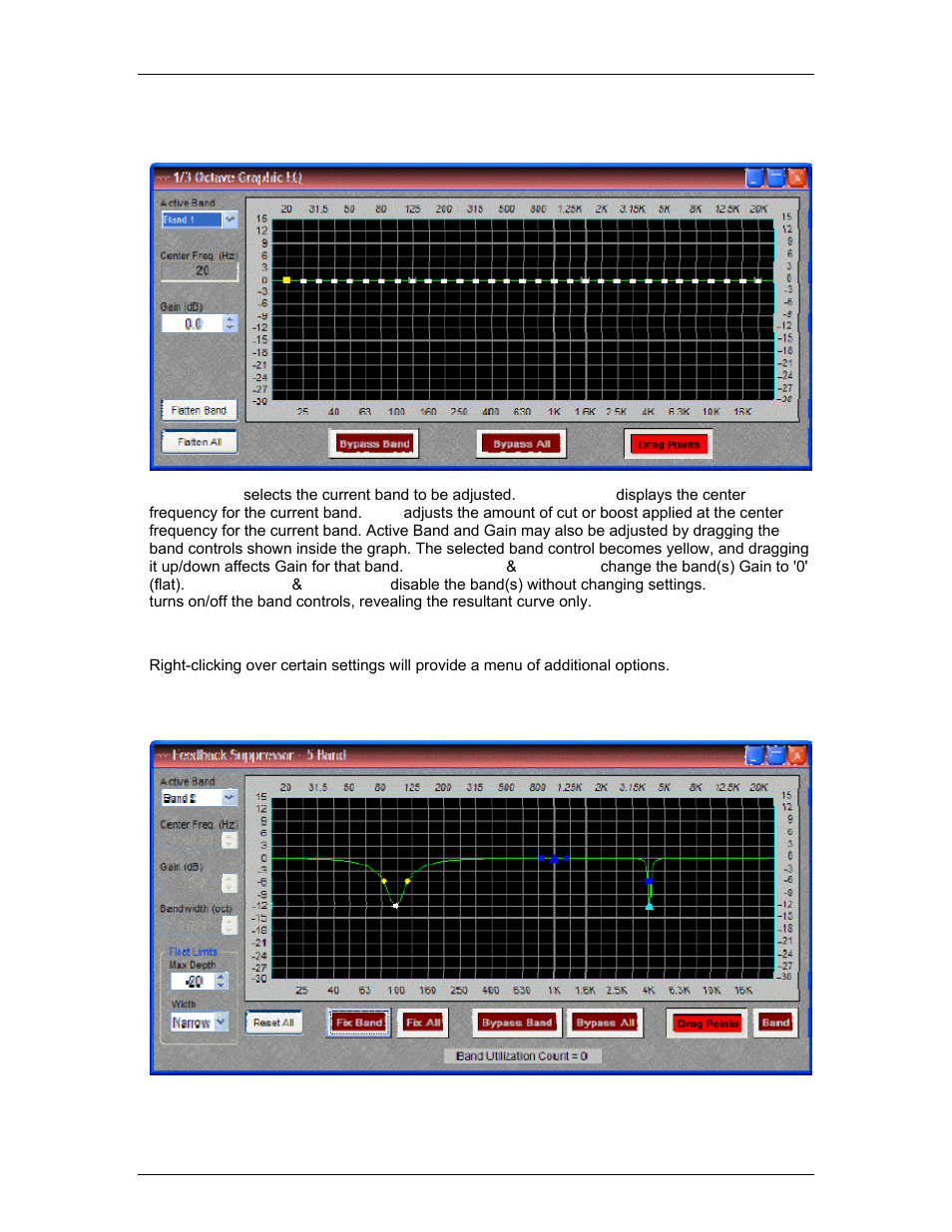 Graphic equalizer, Feedback suppressor, Filters | High pass filter | Biamp A4 User Manual | Page 131 / 245