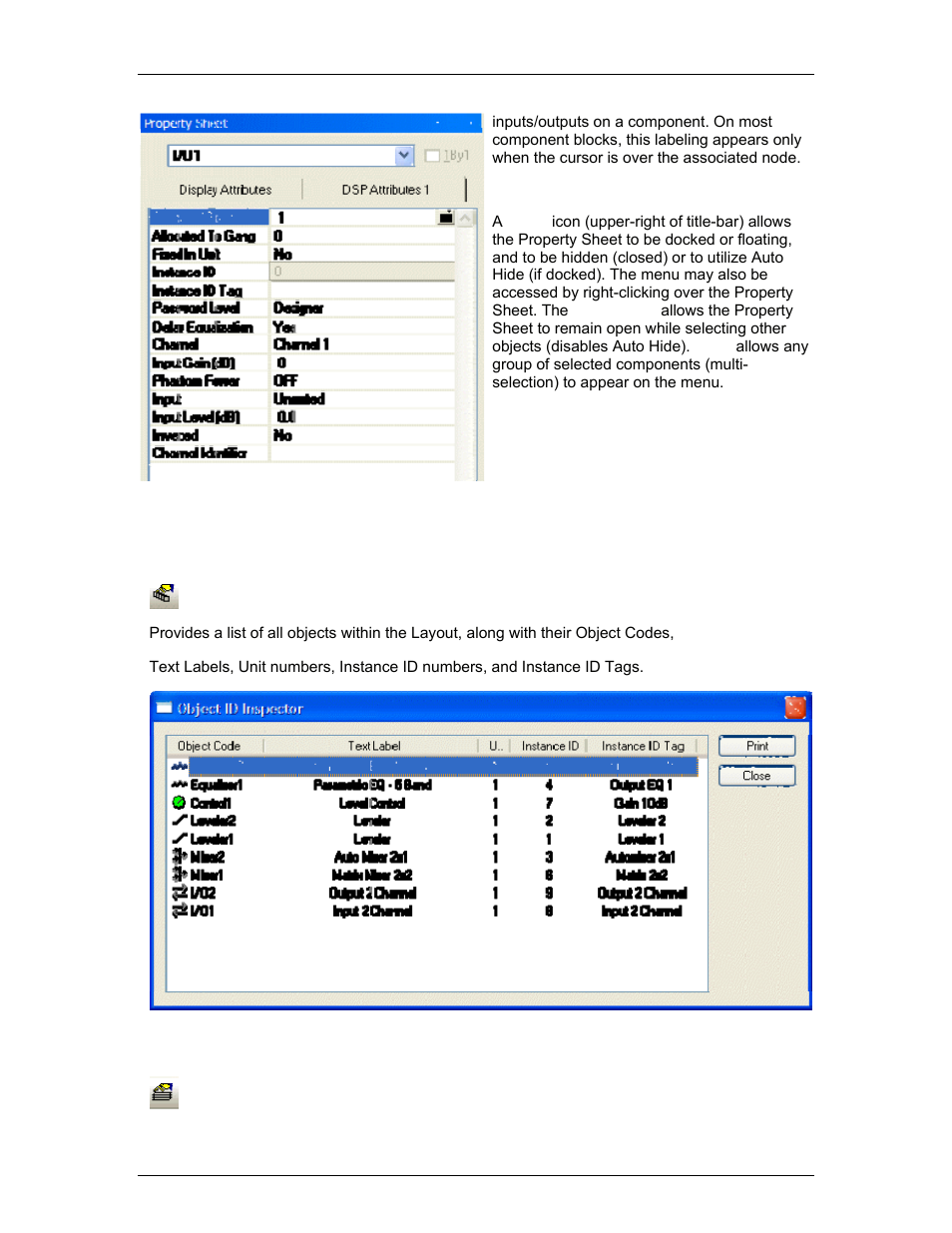 Object inspector, Layers sheet, S the | Biamp A4 User Manual | Page 55 / 245