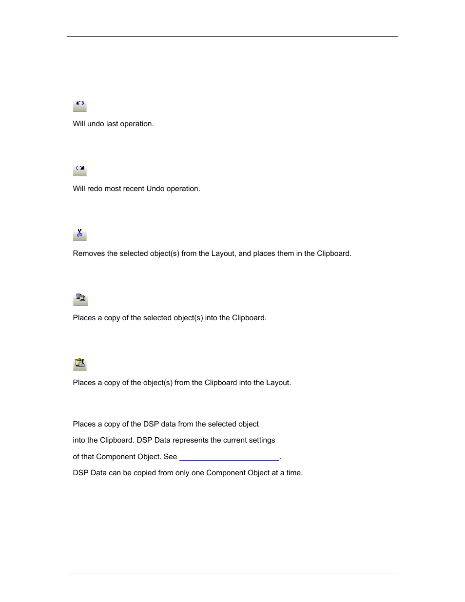 Menu items, Undo, Redo | Copy, Paste, Copy dsp data | Biamp A4 User Manual | Page 75 / 245