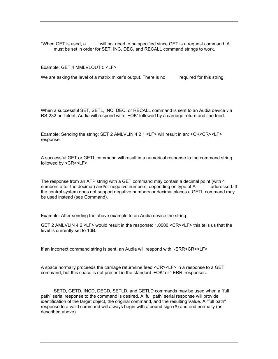 Responses | Biamp LTR User Manual | Page 233 / 245