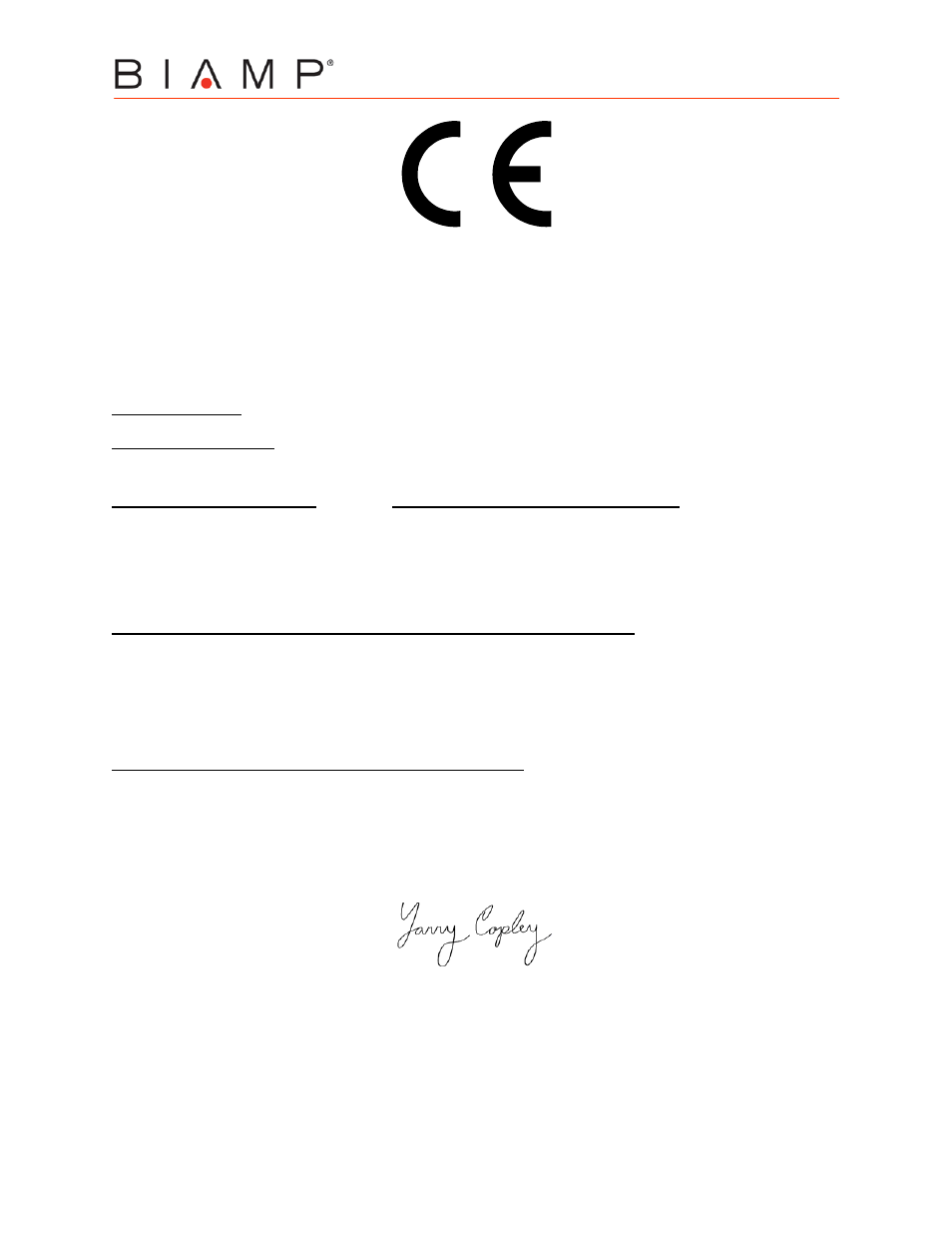 Ec declaration of conformity | Biamp AudiaEXPI/O-2 User Manual | Page 14 / 18