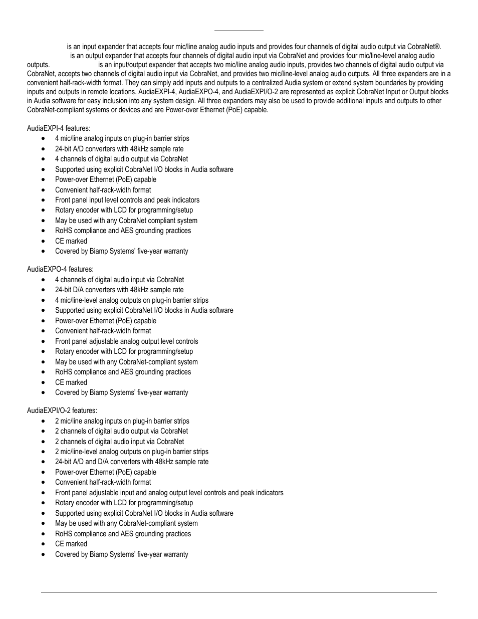 Biamp AudiaEXPI/O-2 User Manual | Page 3 / 18