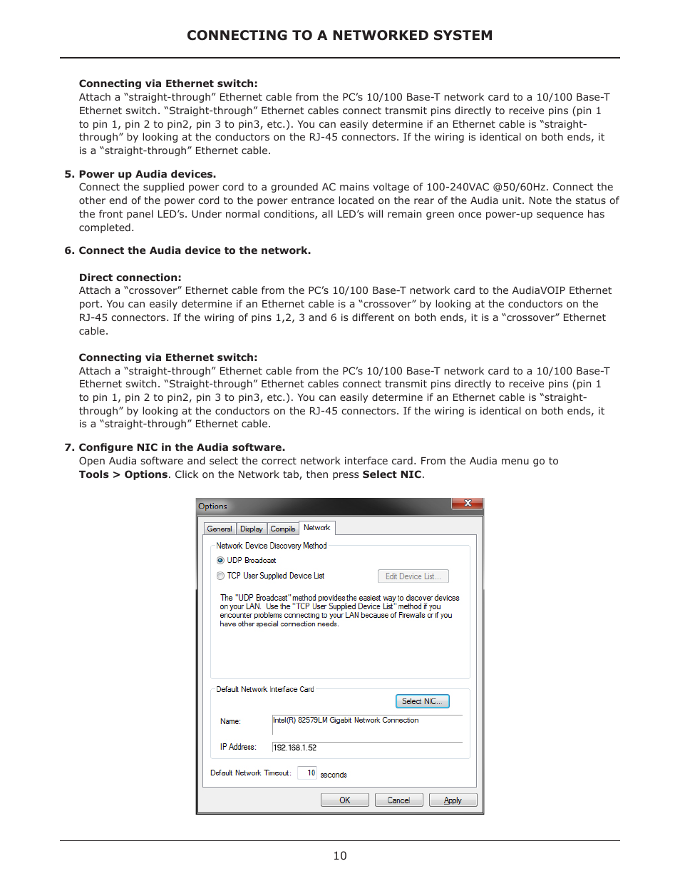 Connecting to a networked system | Biamp AudiaVOIP User Manual | Page 10 / 17