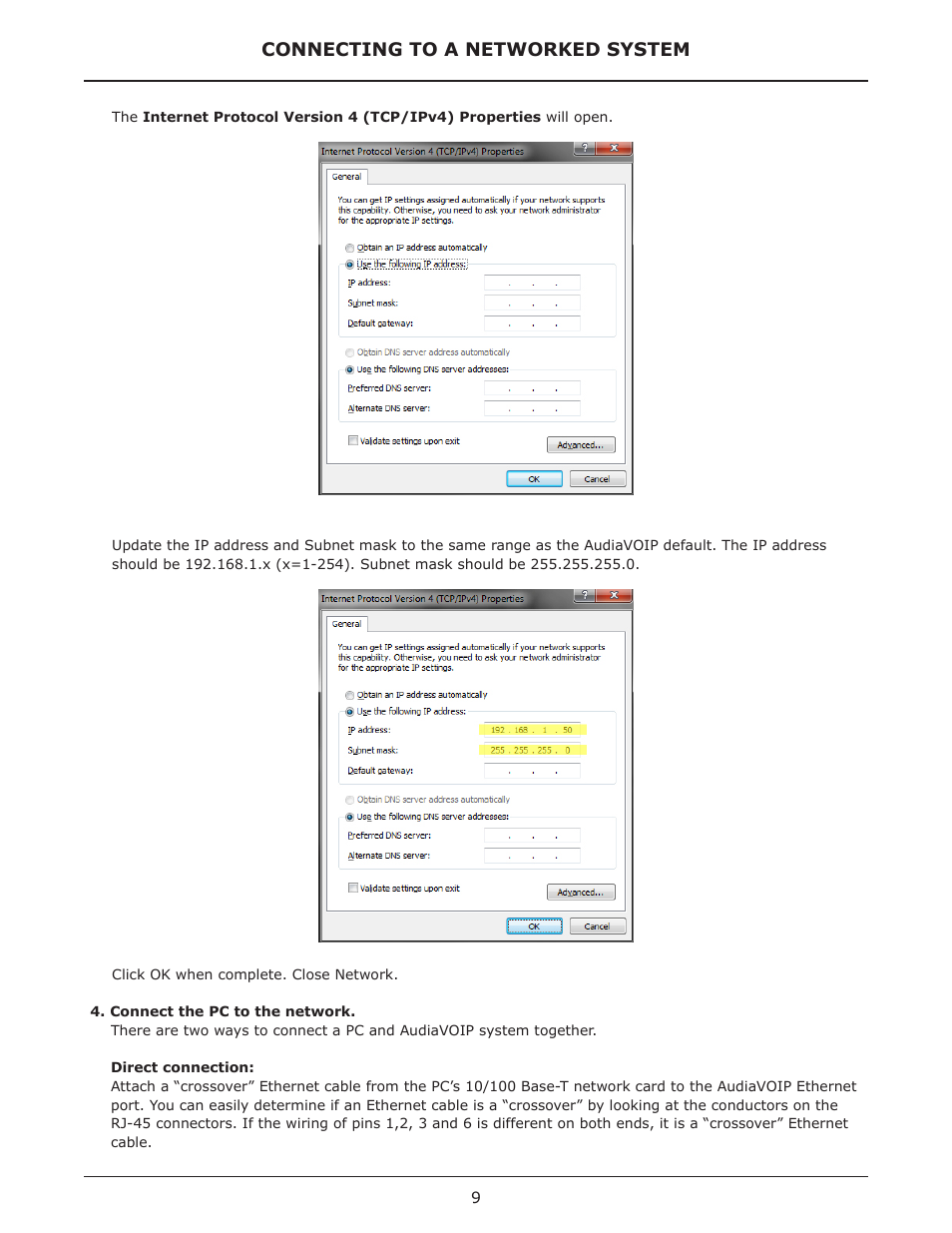Connecting to a networked system | Biamp AudiaVOIP User Manual | Page 9 / 17
