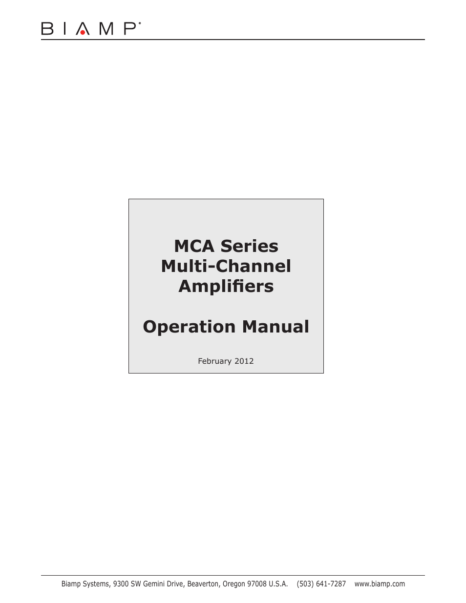 Biamp MCA Series User Manual | 15 pages