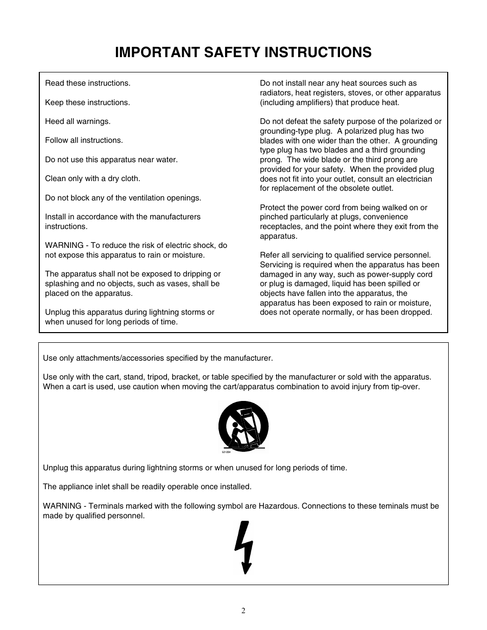 Important safety instructions | Biamp MPA250 User Manual | Page 3 / 11