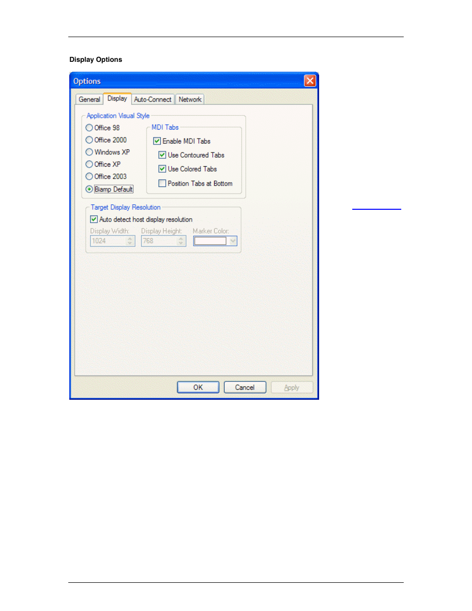 Display options, Display | Biamp A4 User Manual | Page 25 / 89