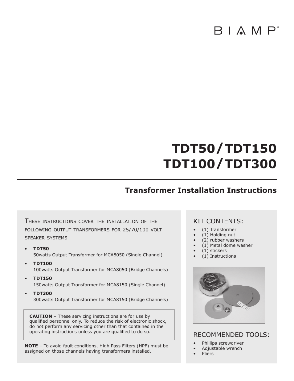 Biamp TDT300 User Manual | 5 pages