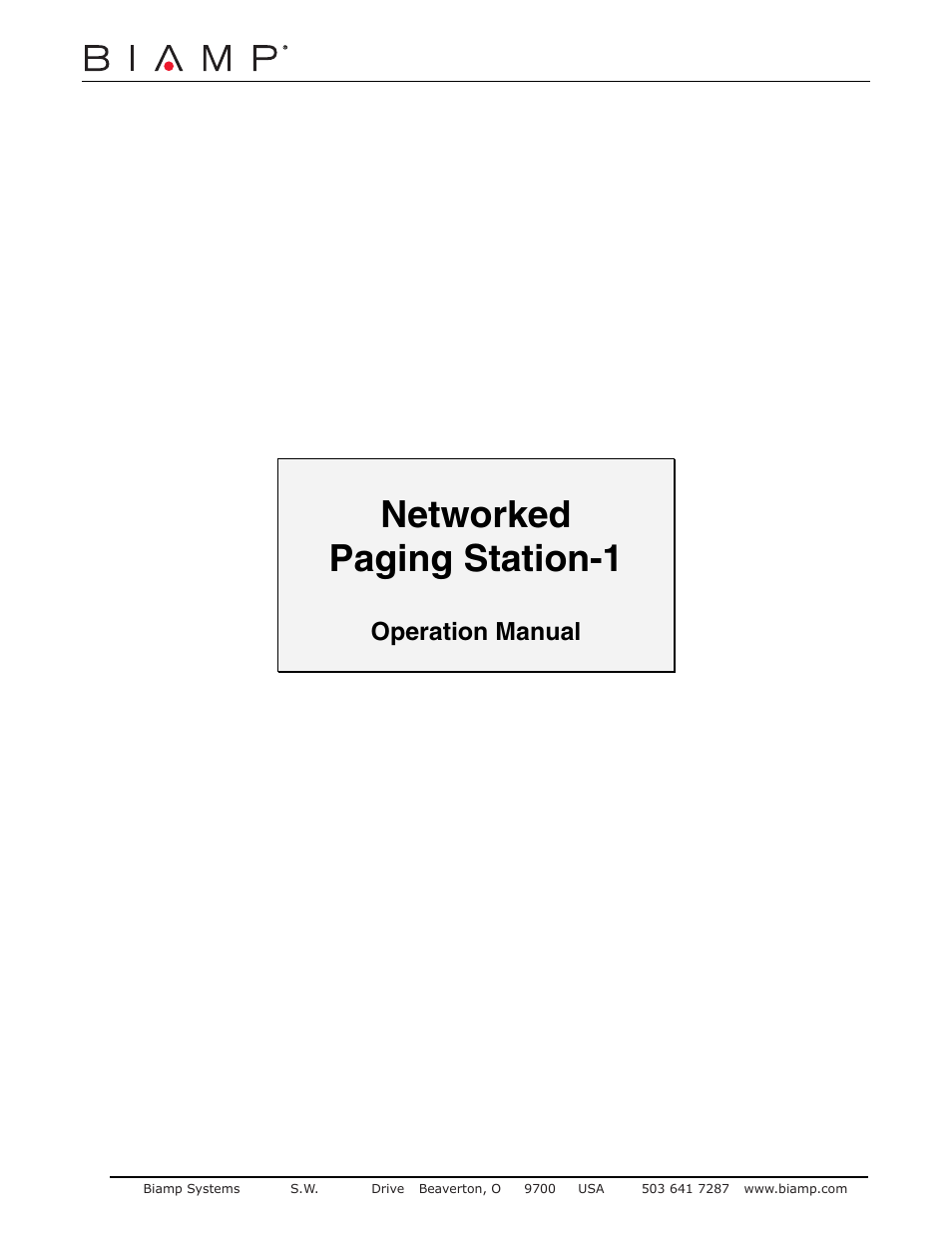 Biamp NPS-1 User Manual | 16 pages