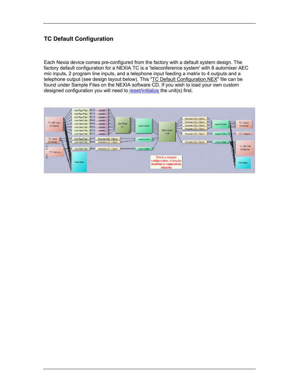 Tc default configuration, Teleconference system, Y with a | Default system design, Ory with a | Biamp A4 User Manual | Page 118 / 217