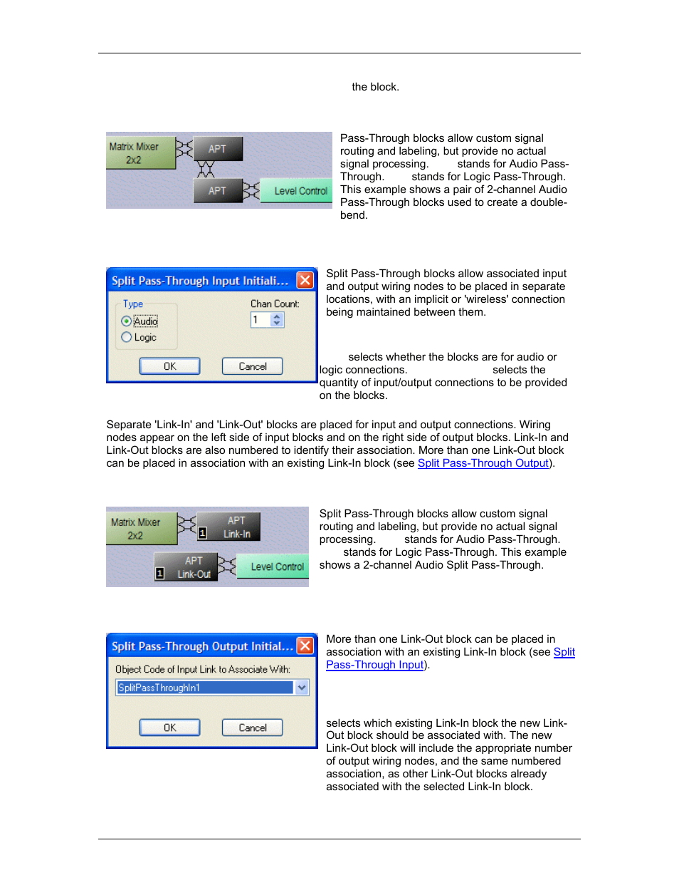 Split pass-through input, Split pass-through output | Biamp A4 User Manual | Page 159 / 217