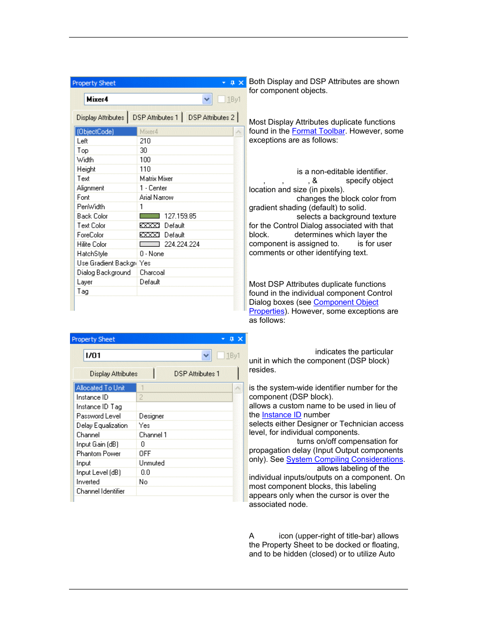 Object property sheet | Biamp A4 User Manual | Page 48 / 217