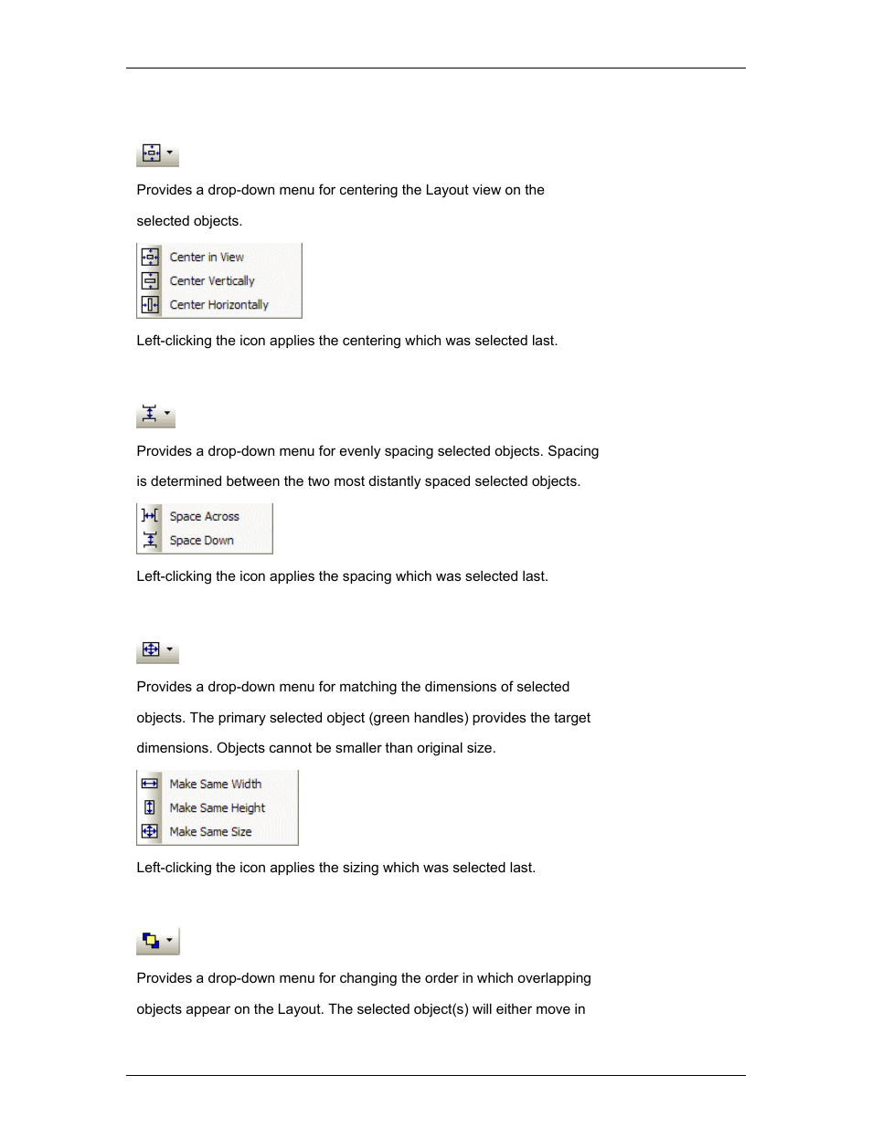 Center in view, Space, Make same size | To front or back | Biamp A4 User Manual | Page 52 / 217