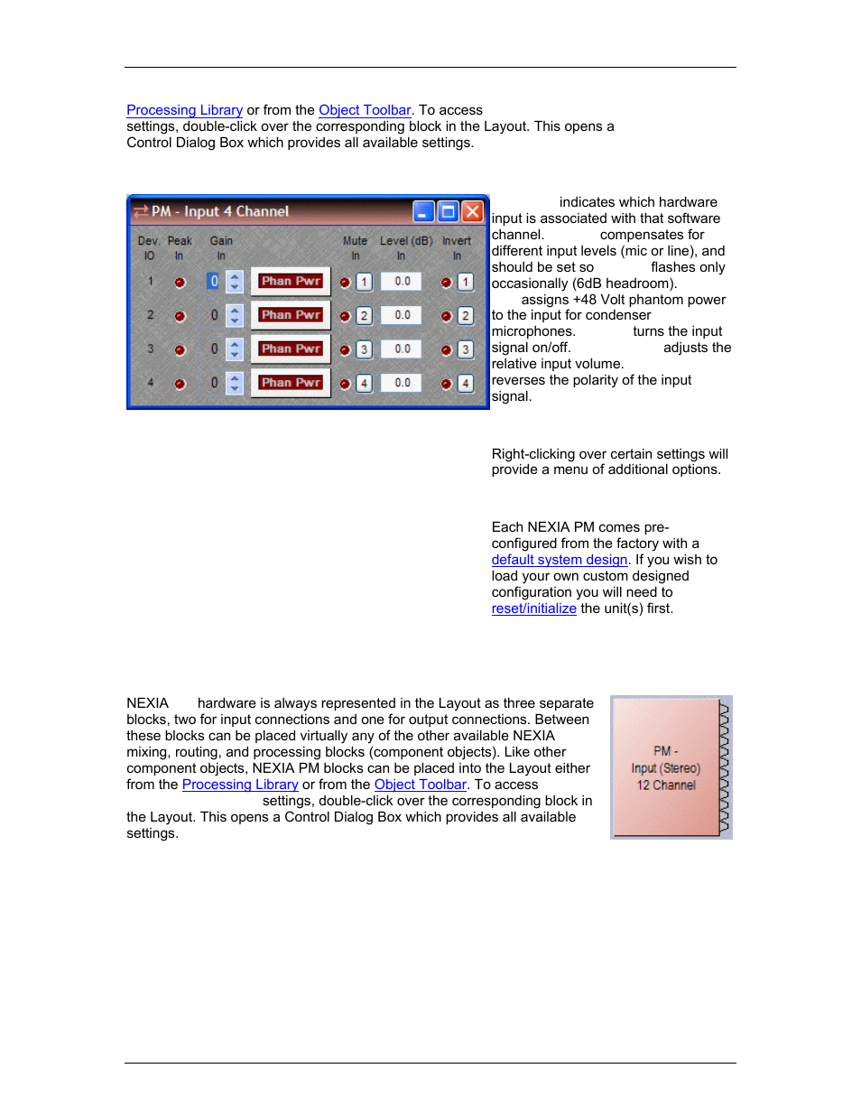 Pm input (stereo) 12 channel, Ng the, Pm input (stereo) 12 | Channel | Biamp A4 User Manual | Page 93 / 217