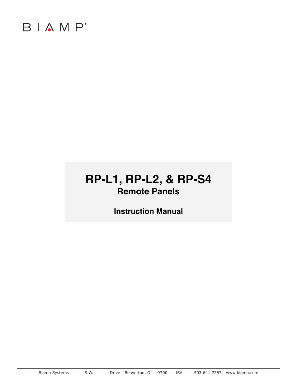 Biamp RP-S4 User Manual | 5 pages