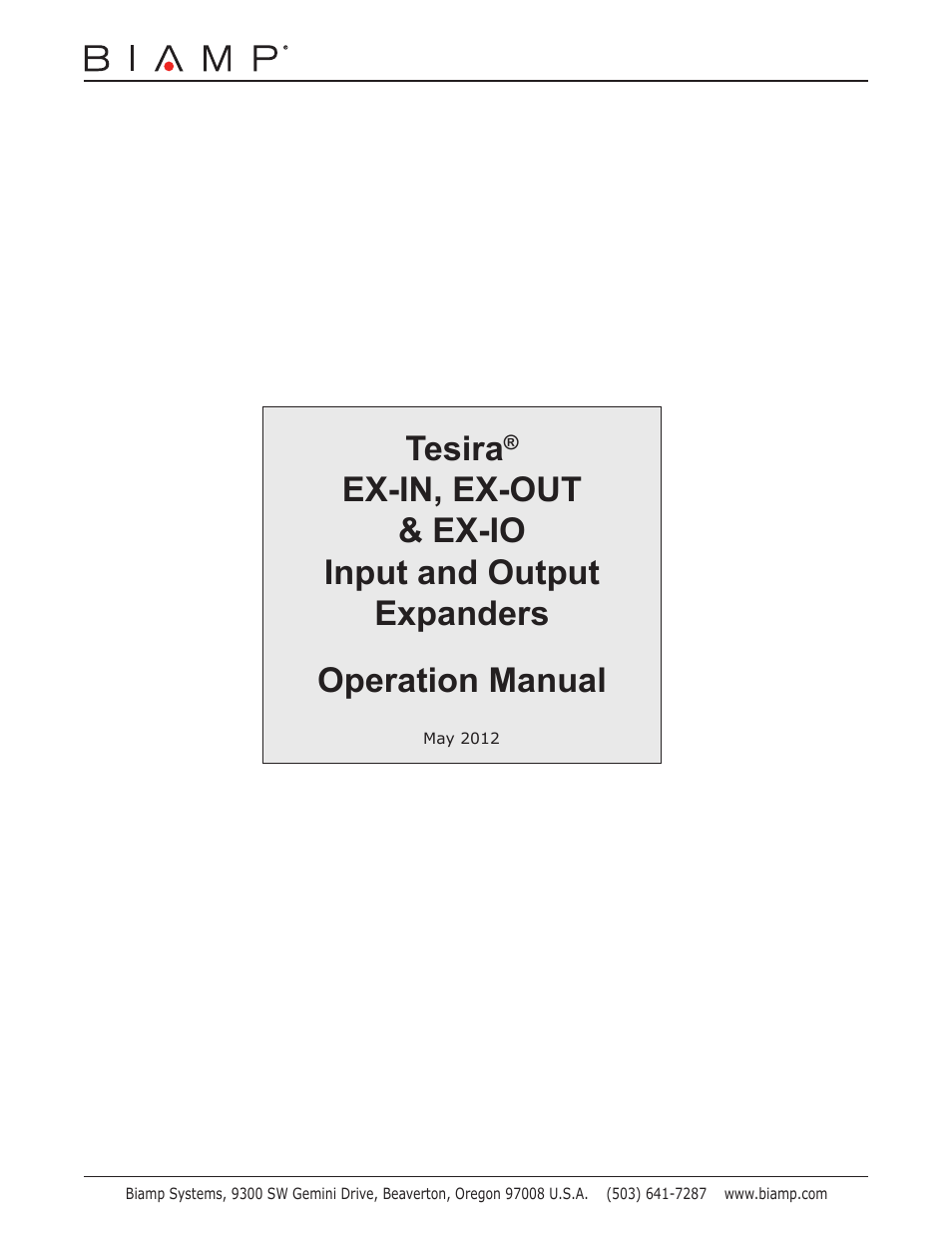 Biamp EX-OUT User Manual | 10 pages