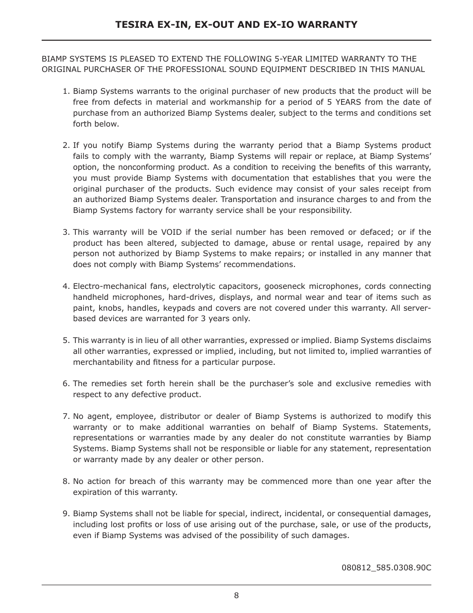 Biamp EX-OUT User Manual | Page 8 / 10