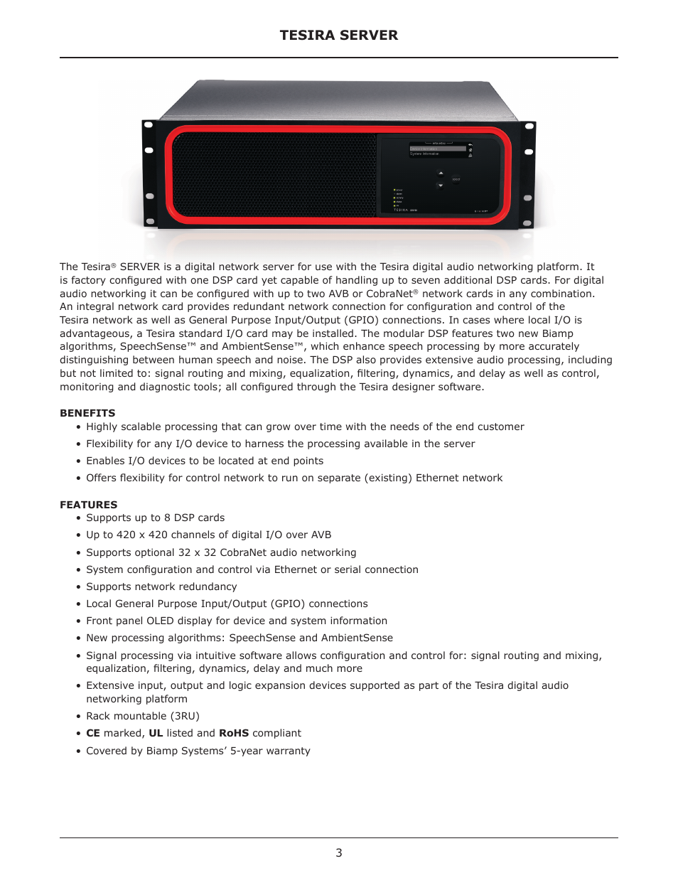 Tesira server | Biamp SERVER-IO User Manual | Page 3 / 15