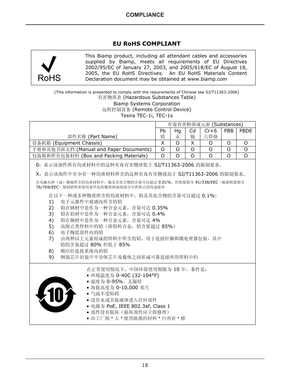 Biamp TEC-1 User Manual | Page 18 / 18