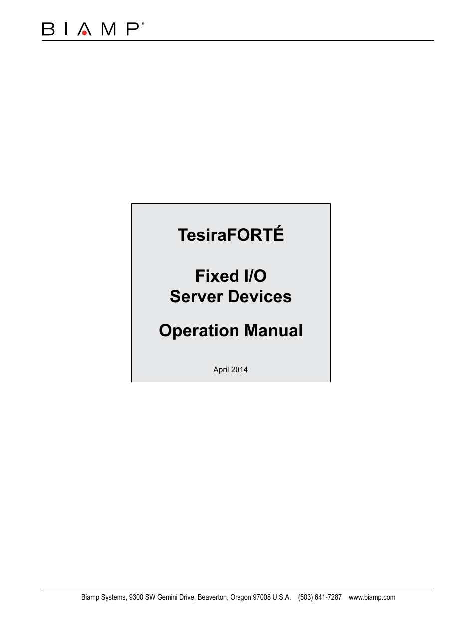 Biamp TesiraFORTE User Manual | 35 pages