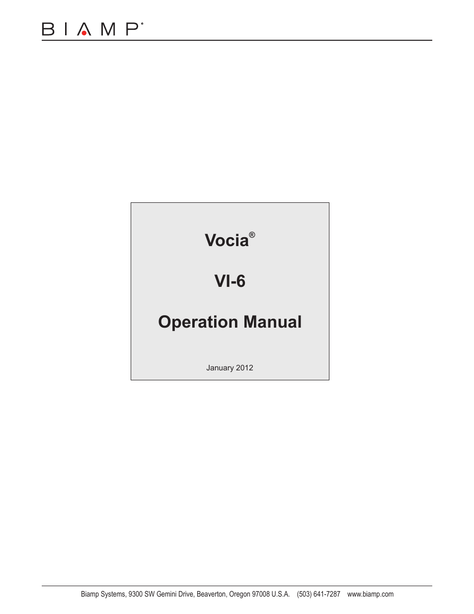 Biamp VI-6 User Manual | 14 pages