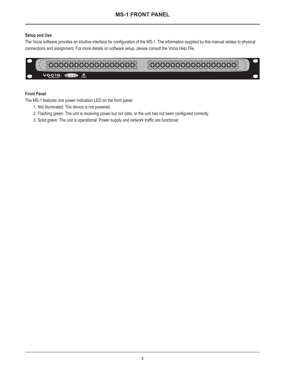 Ms-1 front panel | Biamp MS-1 User Manual | Page 4 / 10