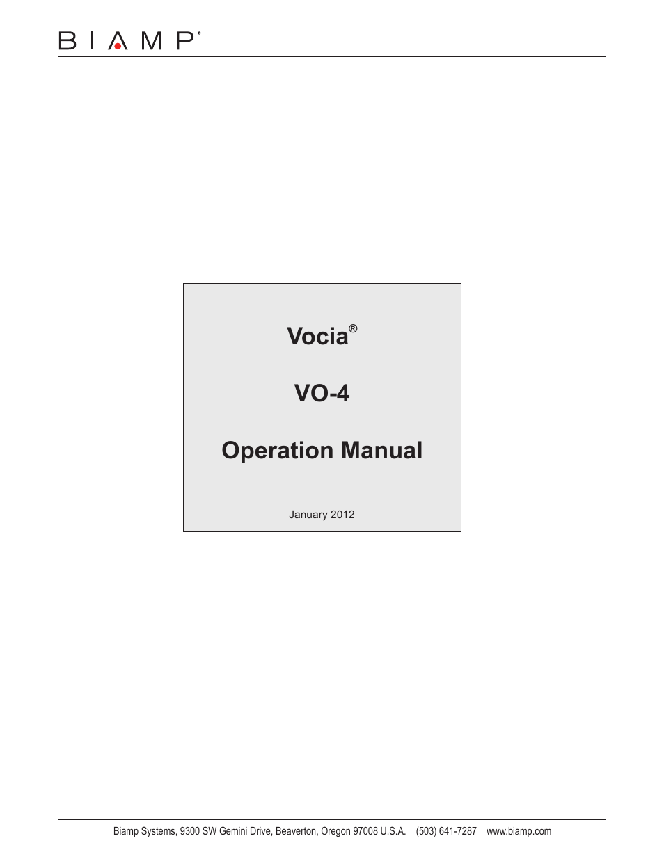 Biamp VO-4 User Manual | 14 pages