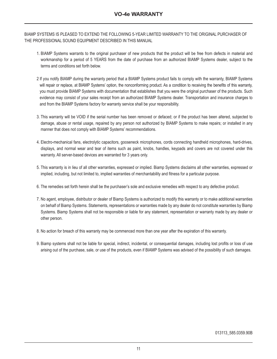 Biamp VO-4e User Manual | Page 11 / 14